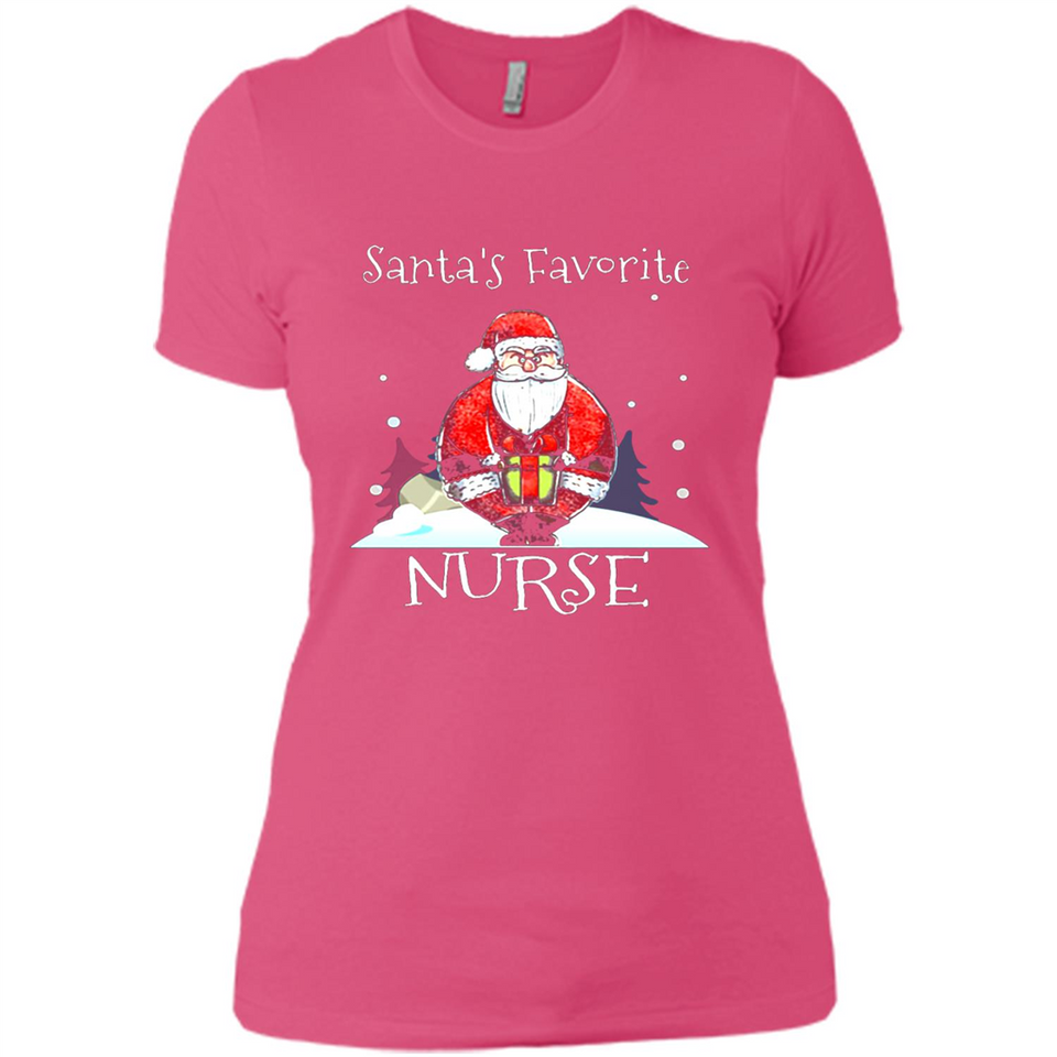 Funny Christmas Nurse Shirt, Santa_s Favorite Nurse - Ladies' Boyfriend T-Shirt