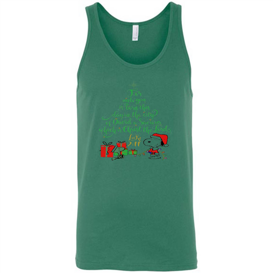 Snoopy Merry Christmas with Christmas tree T-Shirt - Canvas Unisex Tank