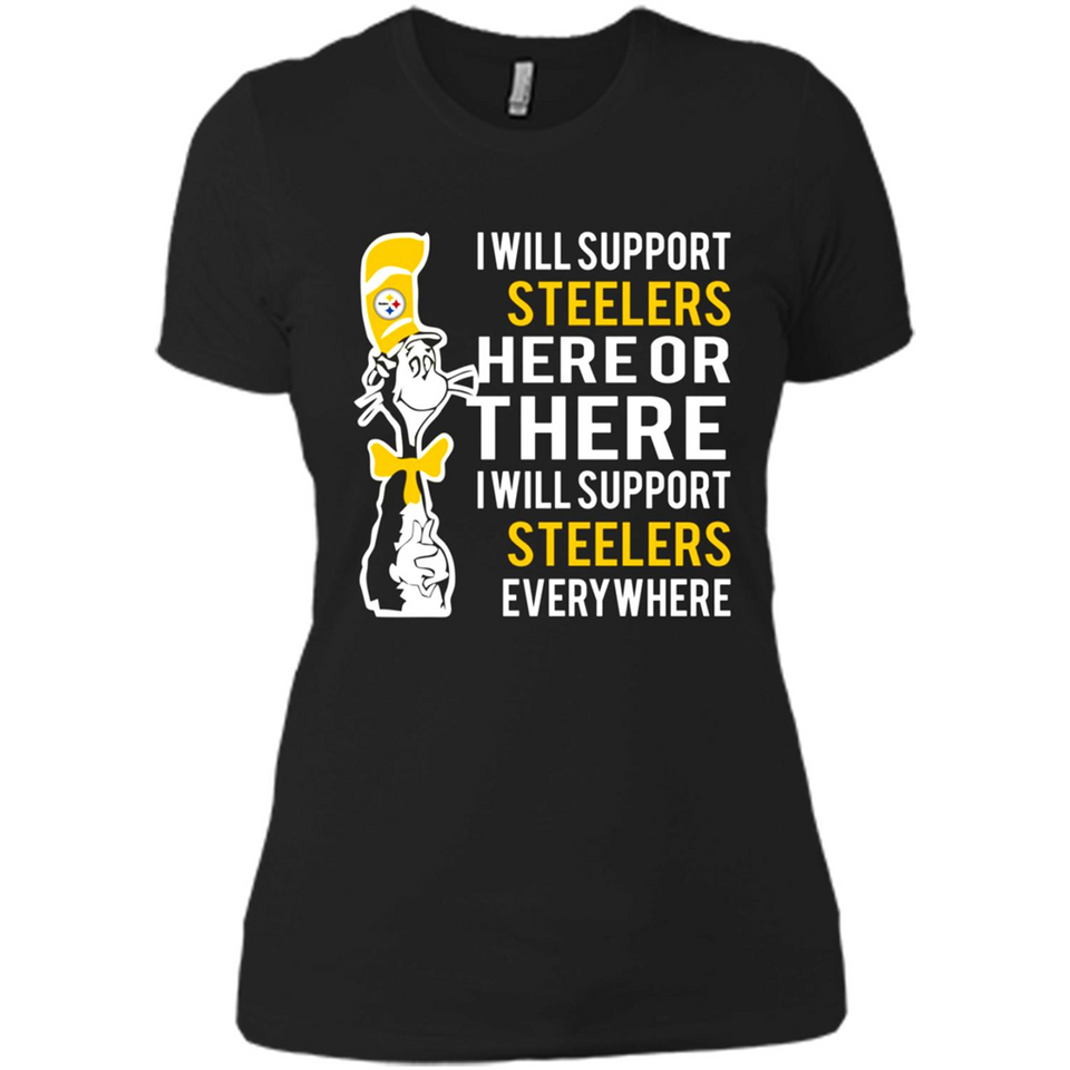 Shirt For Dr Seuss Cat And Pittsburgh Steelers Fans - Ladies' Boyfriend T-Shirt