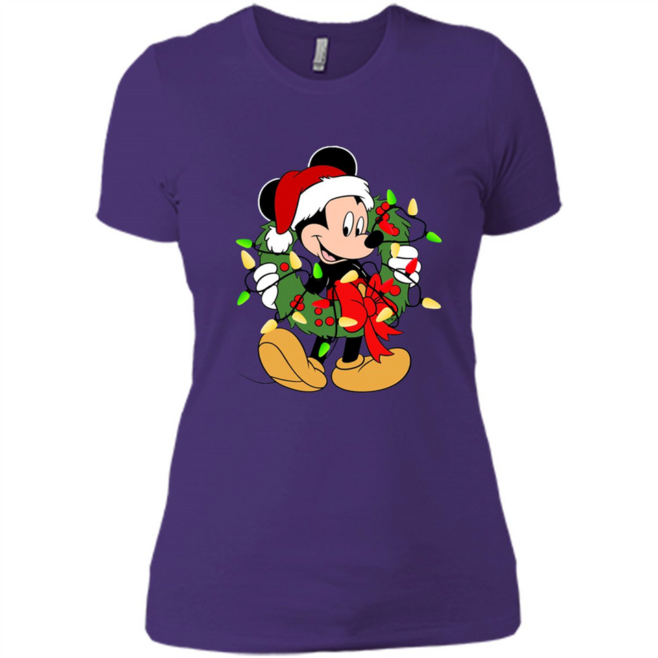 Disney Mickey Mouse Christmas Lights Sweatshirt - Ladies' Boyfriend T-Shirt