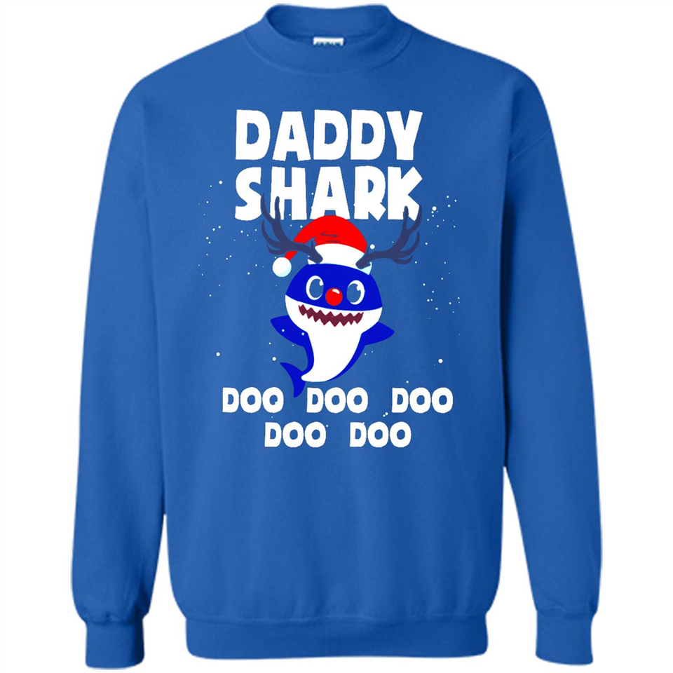 Daddy Shark Costume Reindeer Funny Christmas T-Shirt - Sweatshirt