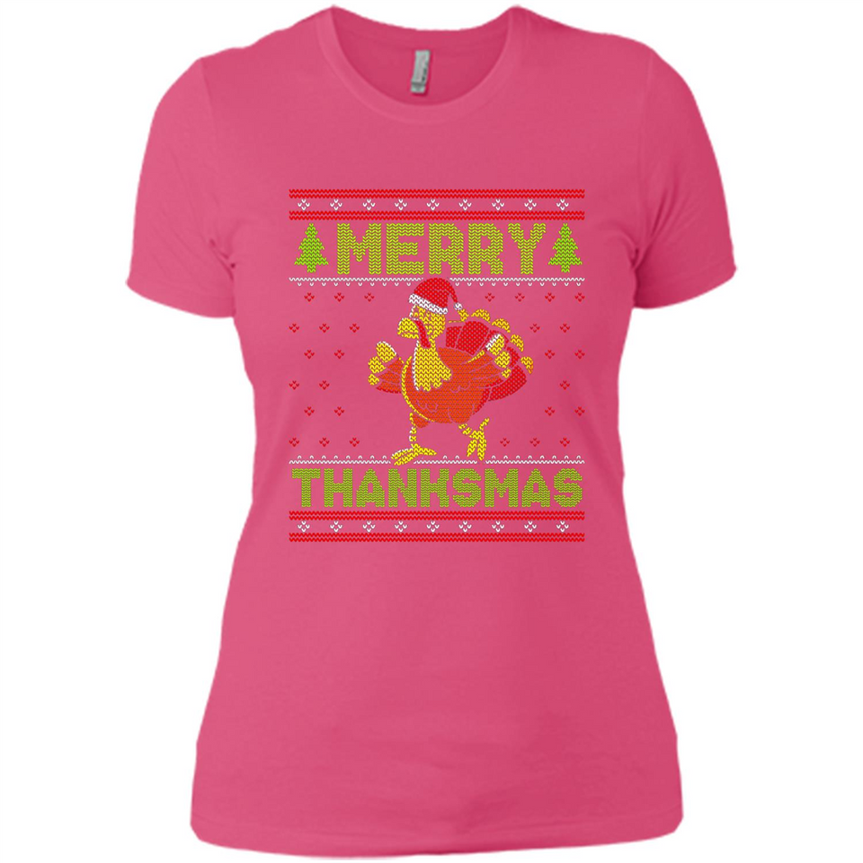 Merry Thankmas Ugly Xmas Thanksgiving Turkey Sweatshirt - Ladies' Boyfriend T-Shirt
