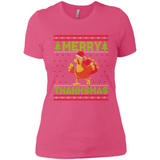 Merry Thankmas Ugly Xmas Thanksgiving Turkey Sweatshirt - Ladies' Boyfriend T-Shirt