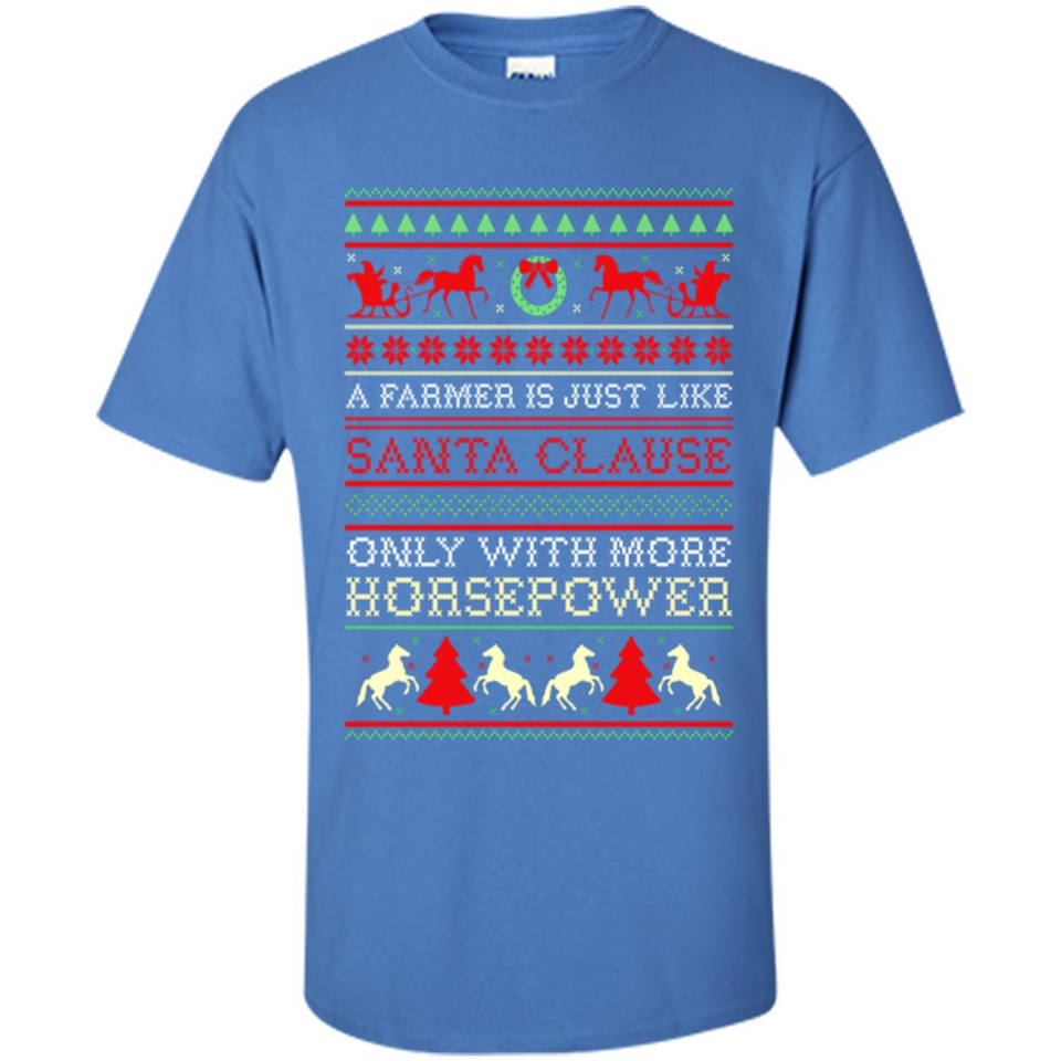 Funny Farmers Gift Ugly Santa Claus Horsepower - Shirt