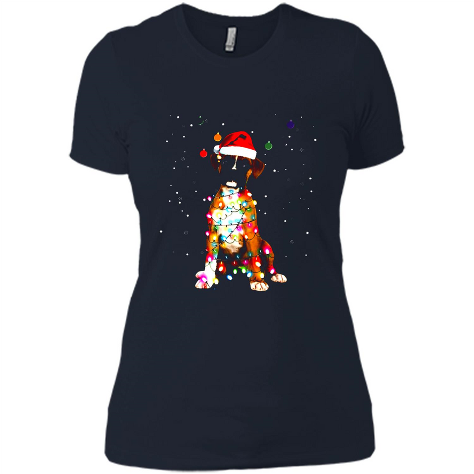 Christmas Lights Boxer Dog Funny Xmas Sweatshirt - Ladies' Boyfriend T-Shirt