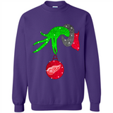 GRINCH HAND HOLDING DETROIT RED WINGS GLITTER CHRISTMAS PINGPONG