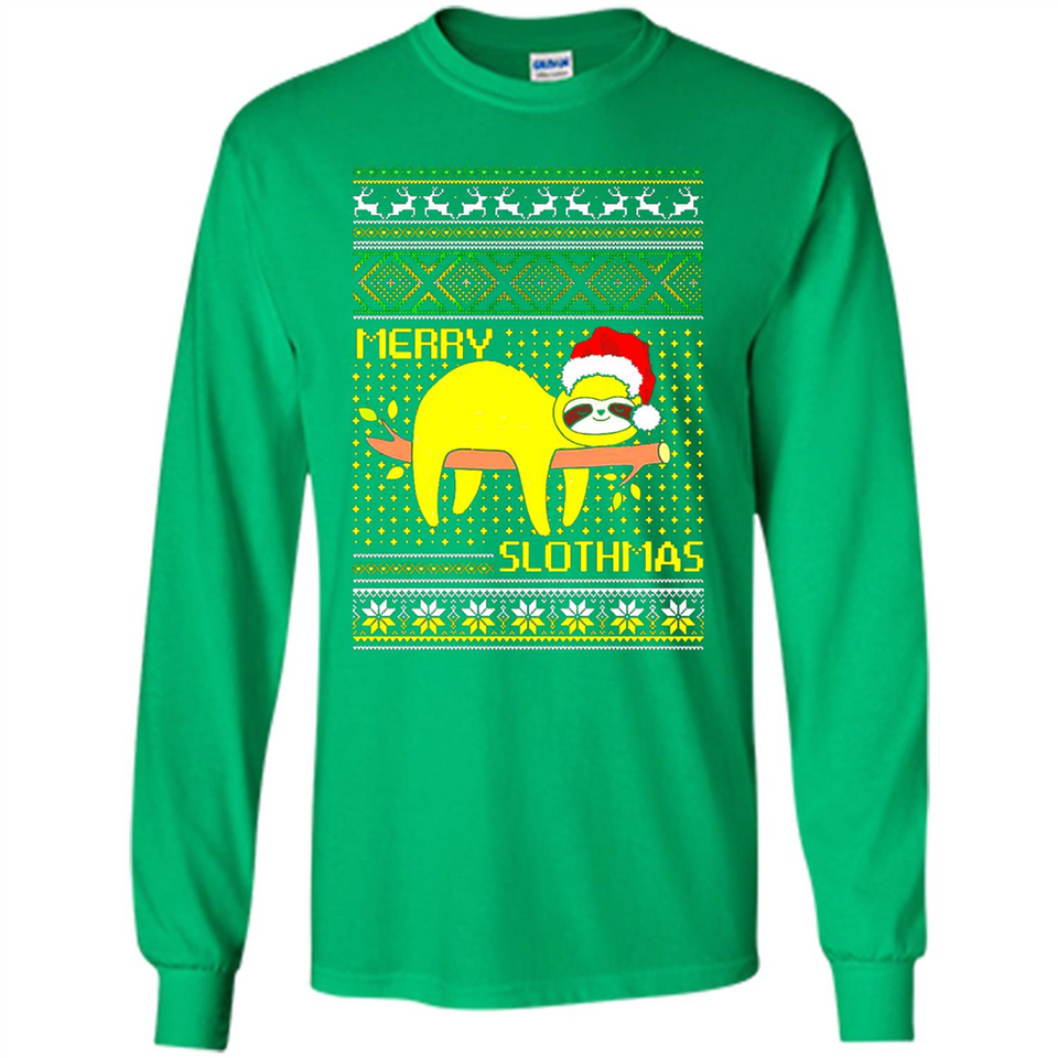 Merry Slothmas Sloth Christmas Sweater PINGPONG - Long Sleeve T-Shirt