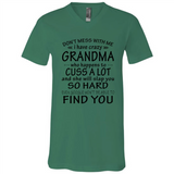Don't Mess With Me My Grandma Is Crazy And She Will Slap You - Canvas Unisex V-Neck