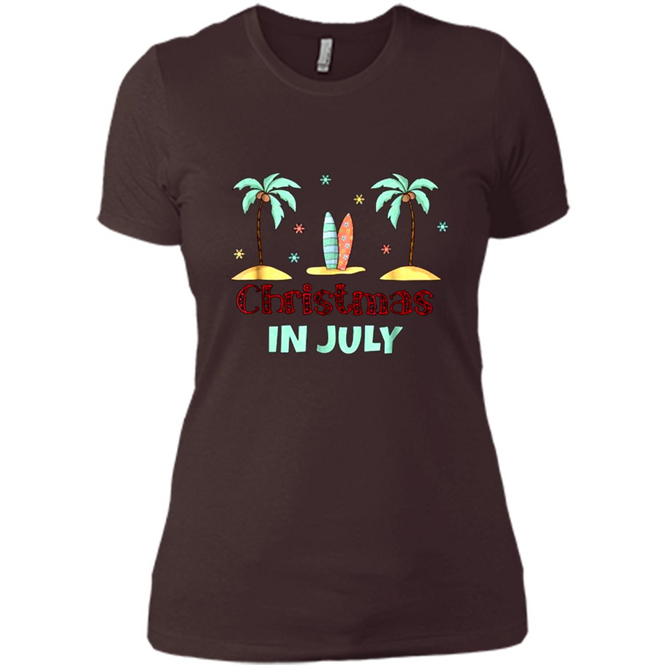 Christmas In July Shirt Surfing Palm Trees Surfboard - Ladies' Boyfriend T-Shirt