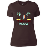 Christmas In July Shirt Surfing Palm Trees Surfboard - Ladies' Boyfriend T-Shirt