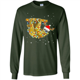 Christmas Lights Sloth Wearing Santa Hat Funny Xmas - Long Sleeve T-Shirt