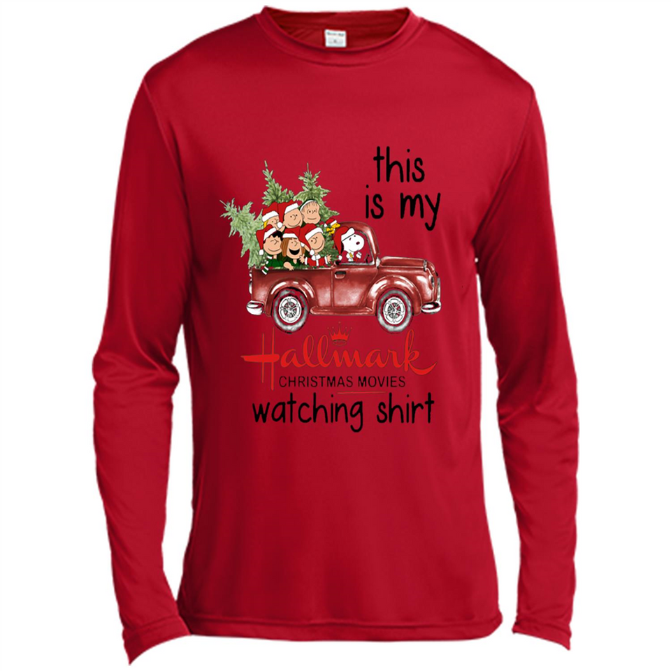 Snoopy This Is My Hallmark Christmas Movies Watching T-Shirt - Canvas Long Sleeve T-Shirt