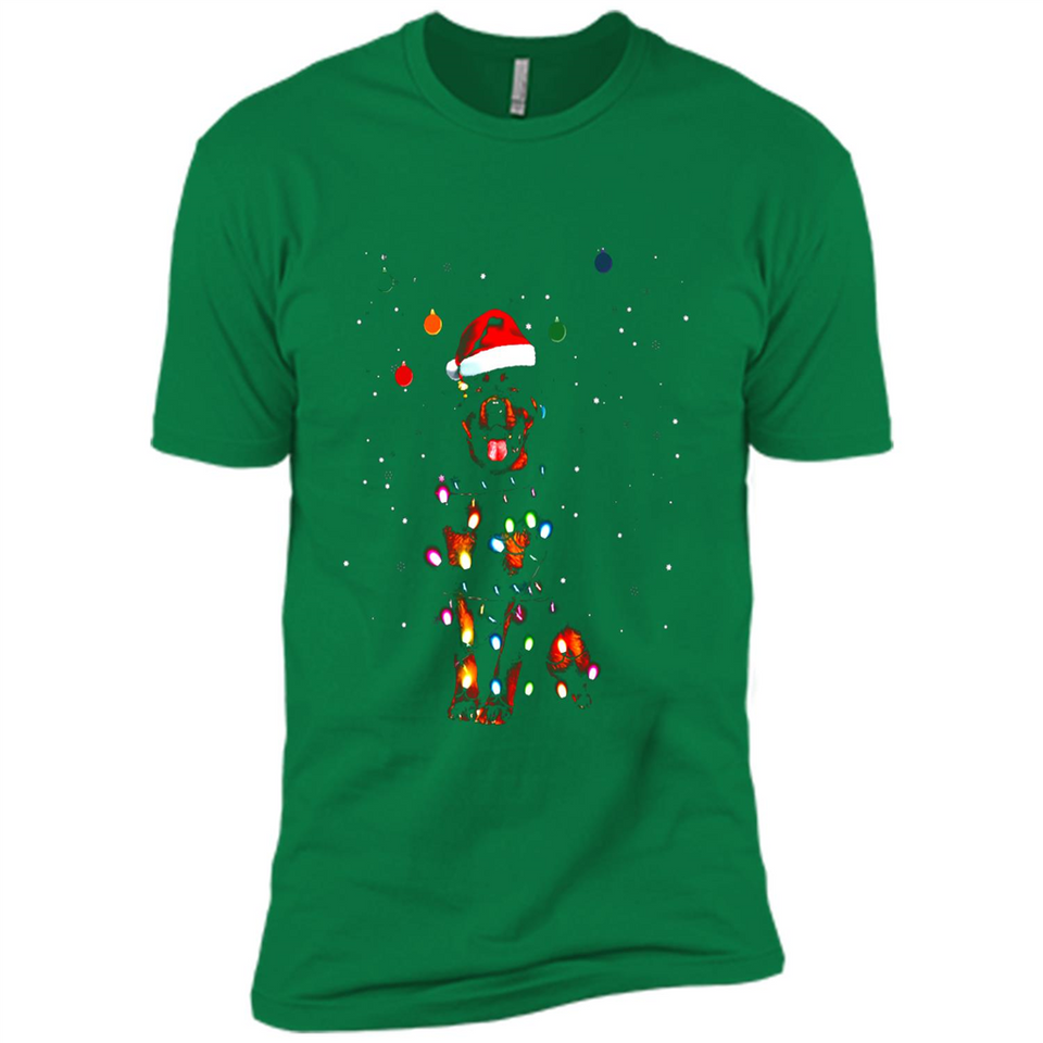 Rottweiler Santa Lights Christmas Dog Xmas Sweatshirt - Premium Short Sleeve T-Shirt