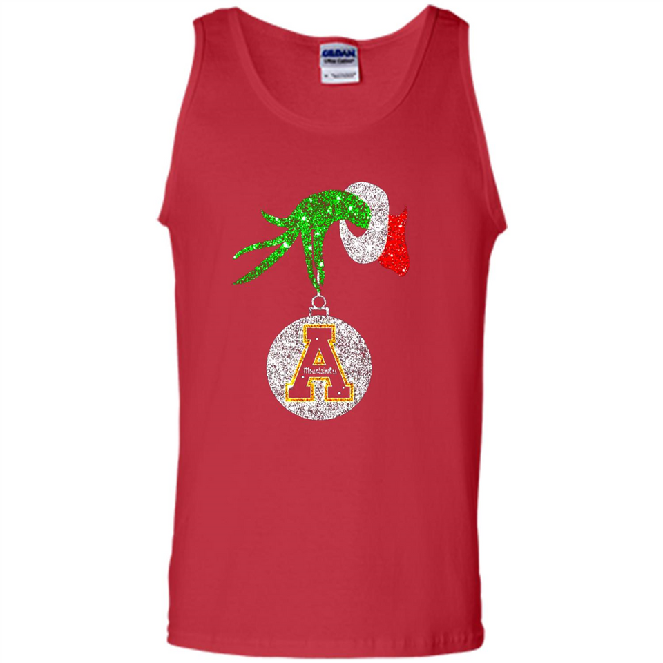 Funny Appalachian State Mountaineers Glitter Grinch Monogram Ornament Christmá - Tank Top
