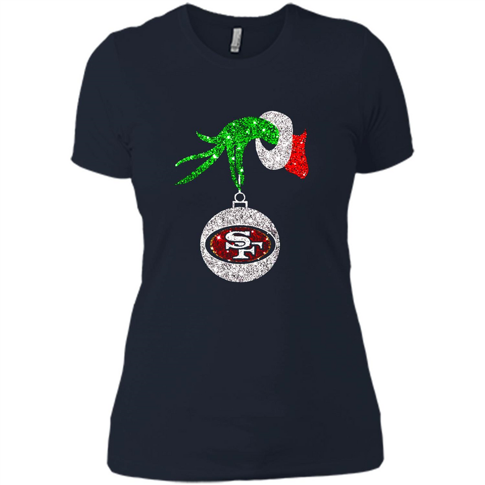 Amazing tee San Francisco 49ers Glitter Grinch Monogram Ornament Christmas Gift - Ladies' Boyfriend T-Shirt