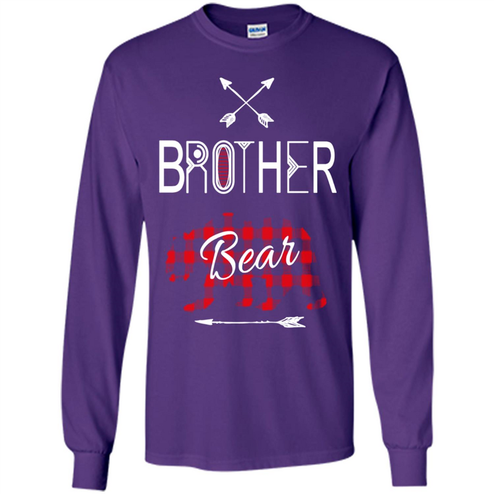Brother Shirt Buffalo Plaid Family Camping Bear Tee - Long Sleeve T-Shirt