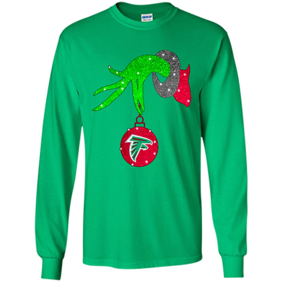 GRINCH HAND HOLDING ATLANTA FALCONS GLITTER CHRISTMAS PINGPONG