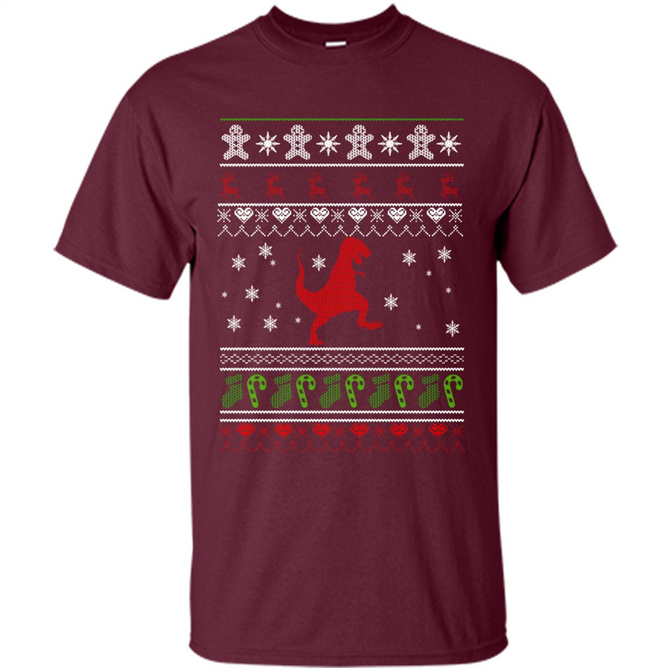 Dinosaur and Santa Ugly Christmas Sweater - Shirt