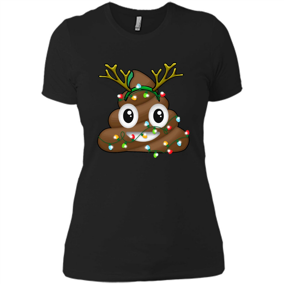 Reindeer Poop Emoji Cute Merry Christmas T-Shirt - Ladies' Boyfriend T-Shirt