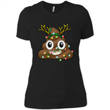 Reindeer Poop Emoji Cute Merry Christmas T-Shirt - Ladies' Boyfriend T-Shirt