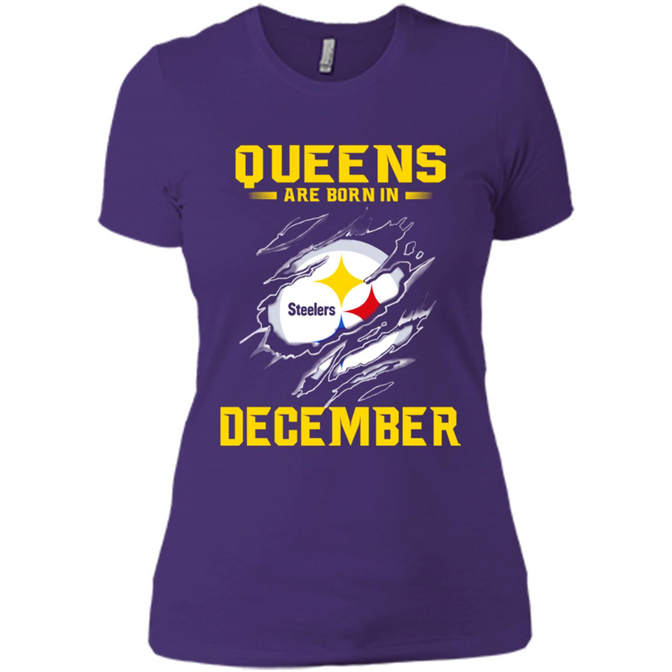 Queens Are Born In December - Pittsburgh Steelers Football - Ladies' Boyfriend T-Shirt