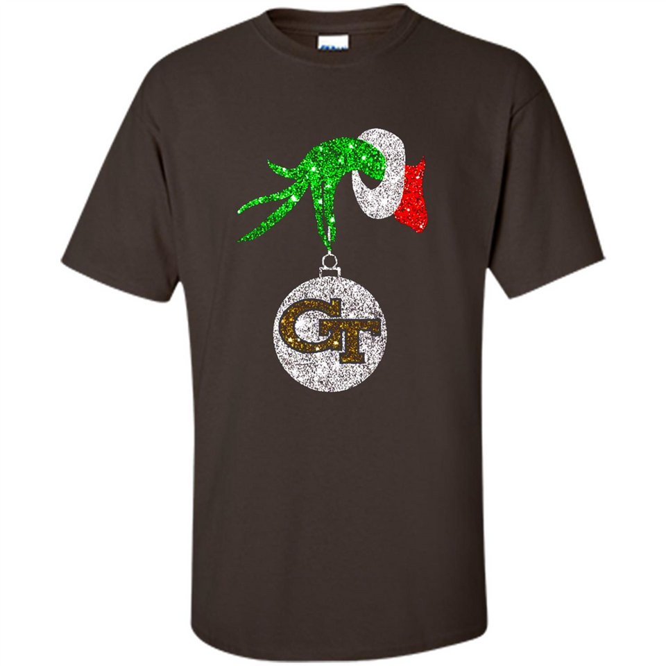 Fantastic Georgia Tech Yellow Jackets Glitter Grinch Monogram Ornament Christmas - Shirt
