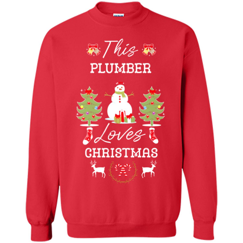 This Plumber Loves Christmas Tree Shirt with Snowman