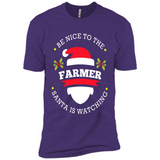 Be Nice to Farmer Santa Watching Christmas 1 - Premium Short Sleeve T-Shirt