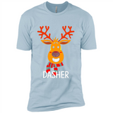 Dasher Reindeer Santa Claus Funny Xmas Holiday T-Shirt - Premium Short Sleeve T-Shirt