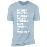 Dasher Dancer Prancer Vixen Tequila Rum Vodka Whiskey Reindeer Christmas T-Shirt - Premium Short Sleeve T-Shirt