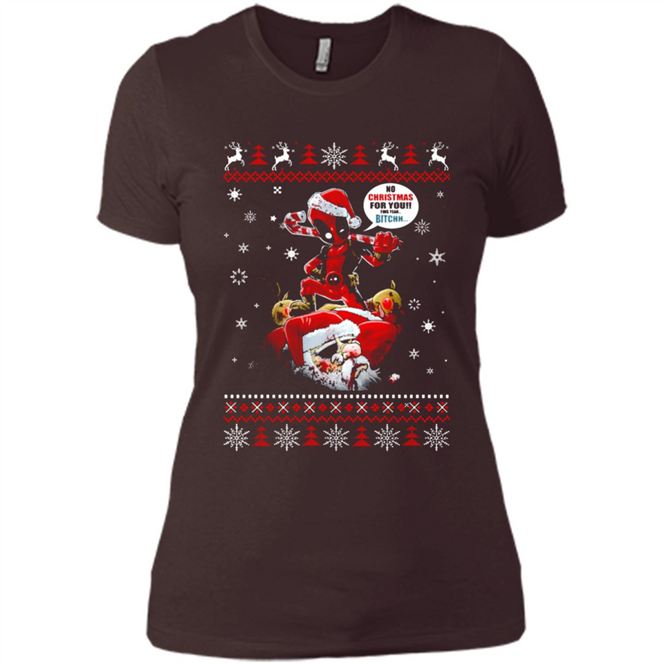 No Christmas for You – Deadpool Santa Claus Ugly Sweater - Ladies' Boyfriend T-Shirt