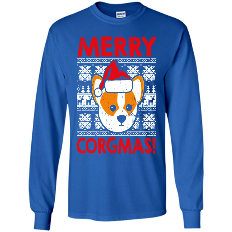 Funny Christmas Santa Corgi Dog Merry Corgmas - Long Sleeve T-Shirt