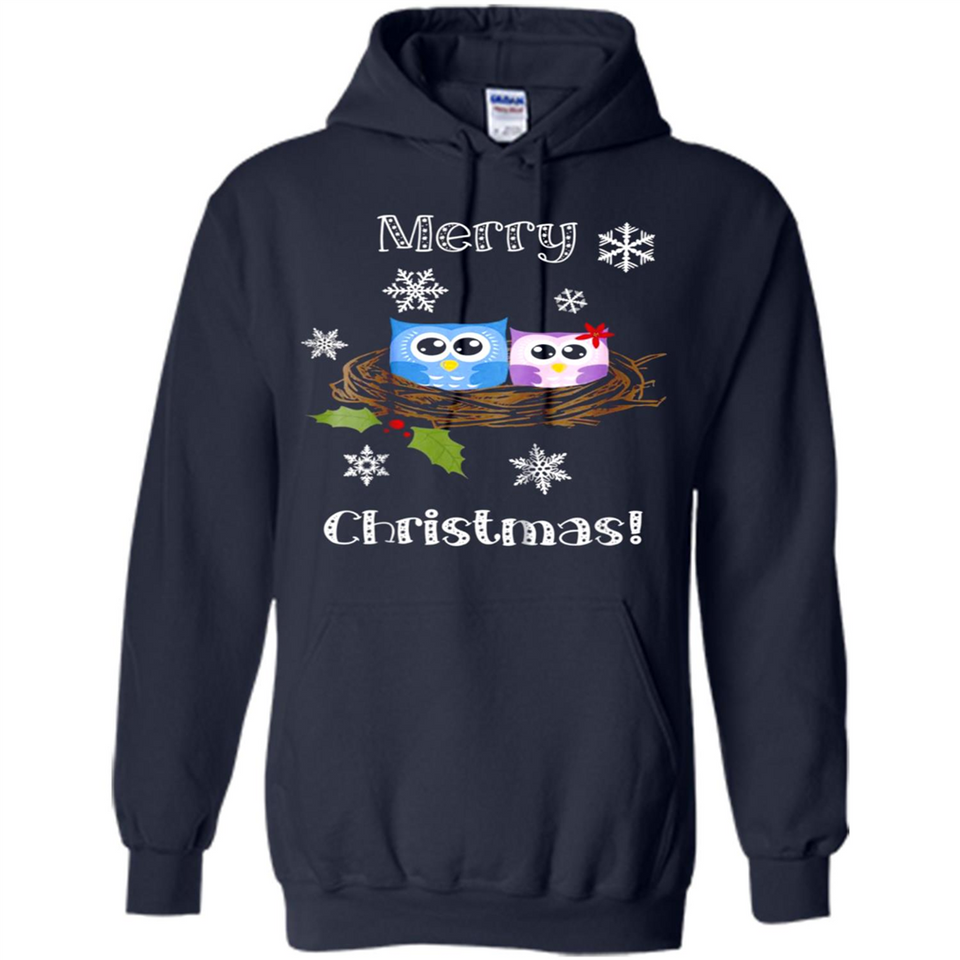 Cute Christmas Shirt Merry Christmas Snowflakes Owls Nest