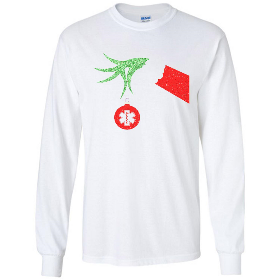 Funny Grinch Hand holding Doctor ornament Christmas Sporty T-Shirt - Long Sleeve T-Shirt