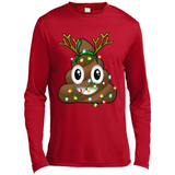 Reindeer Poop Emoji Cute Merry Christmas T-Shirt - Canvas Long Sleeve T-Shirt