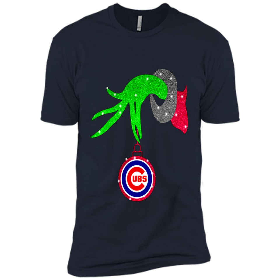 GRINCH HAND HOLDING CHICAGO CUBS GLITTER CHRISTMAS PINGPONG