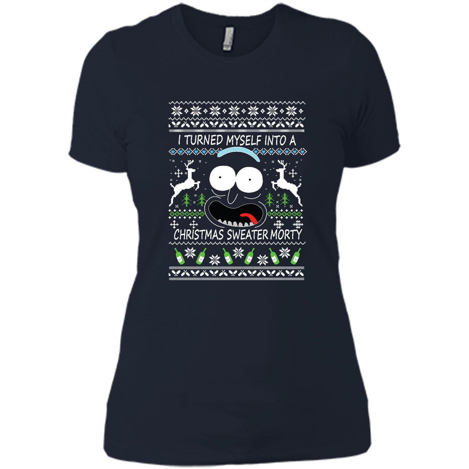 RICK AND MORTY-I TURNED MYSELF INTO A CHRISTMAS SWEATER MORTY UGLY XMAS SWEATER