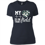 Green Bay Packers Football My Heart is on that Field - Ladies' Boyfriend T-Shirt
