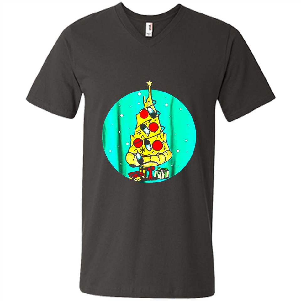Funny Pizza Ugly Christmas Sweater Xmas Pizza Tree - Men's V-Neck