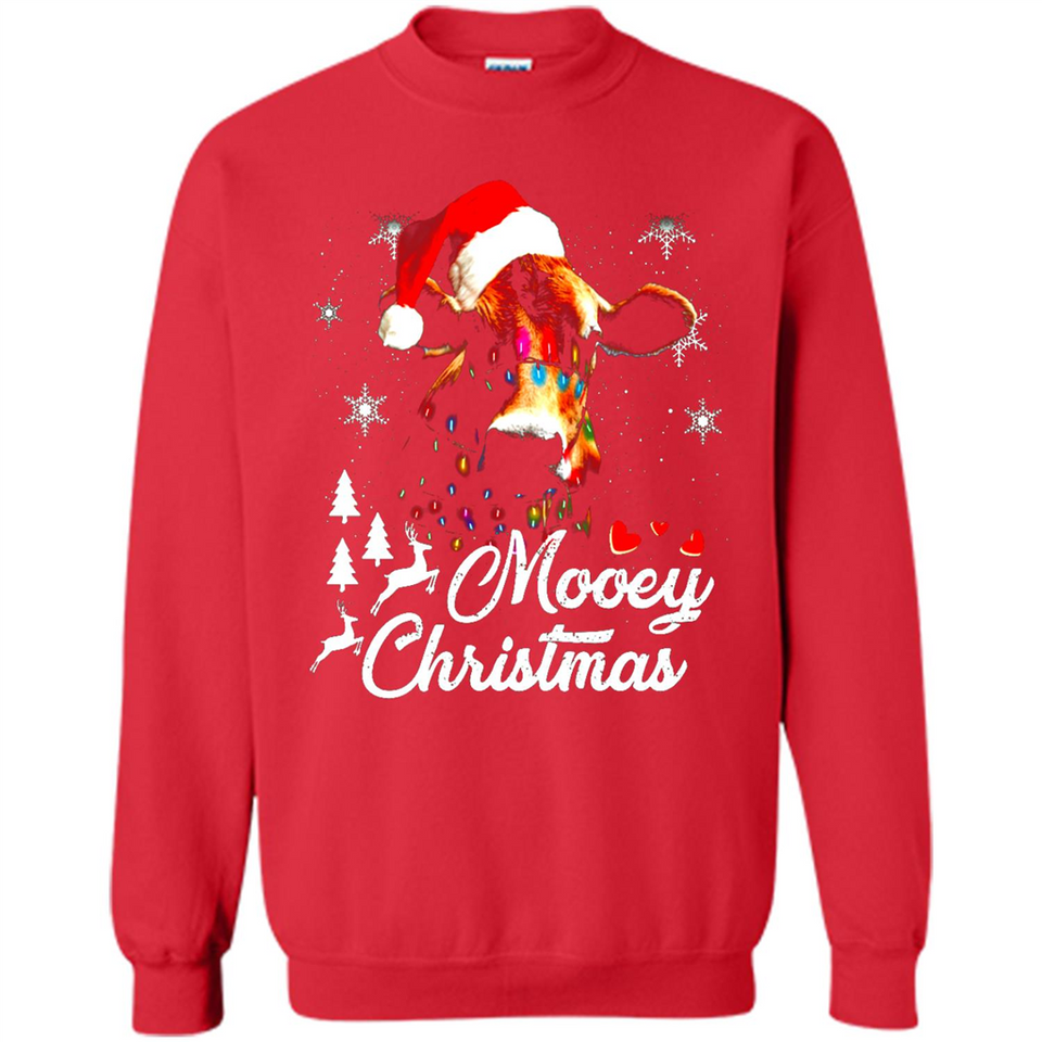 Mooey Christmas Cow Santa Christmas Lover Lights Sweatshirt - Sweatshirt