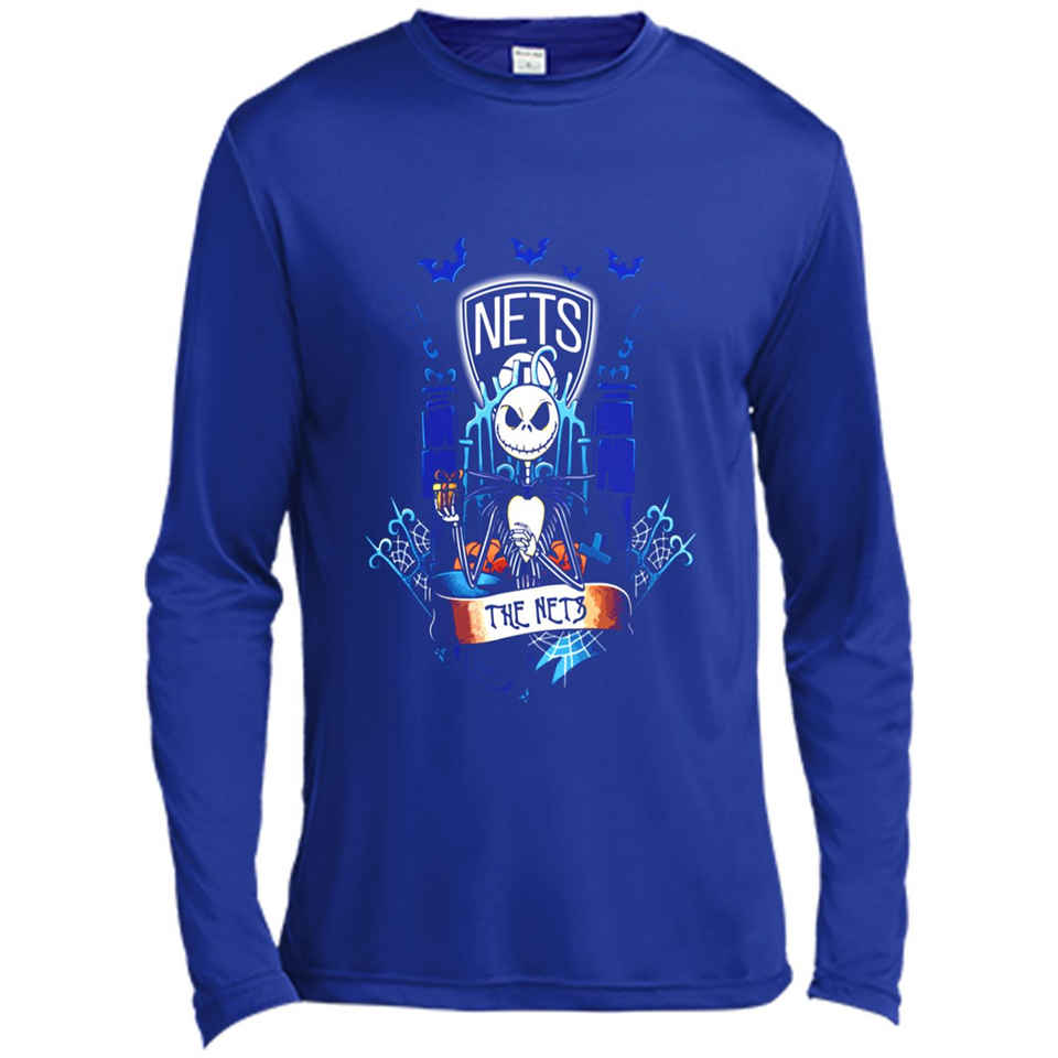 Brooklyn Nets Halloween The Nightmare Before Christmas - Canvas Long Sleeve T-Shirt
