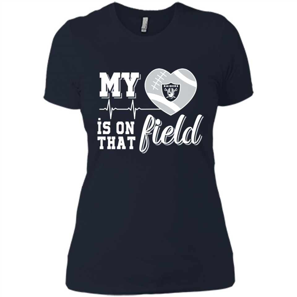Oakland Raiders Football My Heart is on that Field - Ladies' Boyfriend T-Shirt