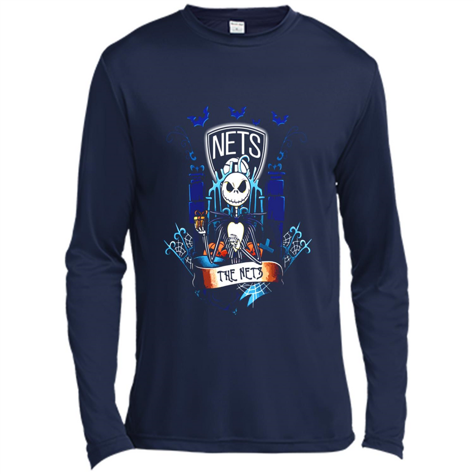 Brooklyn Nets Halloween The Nightmare Before Christmas - Canvas Long Sleeve T-Shirt