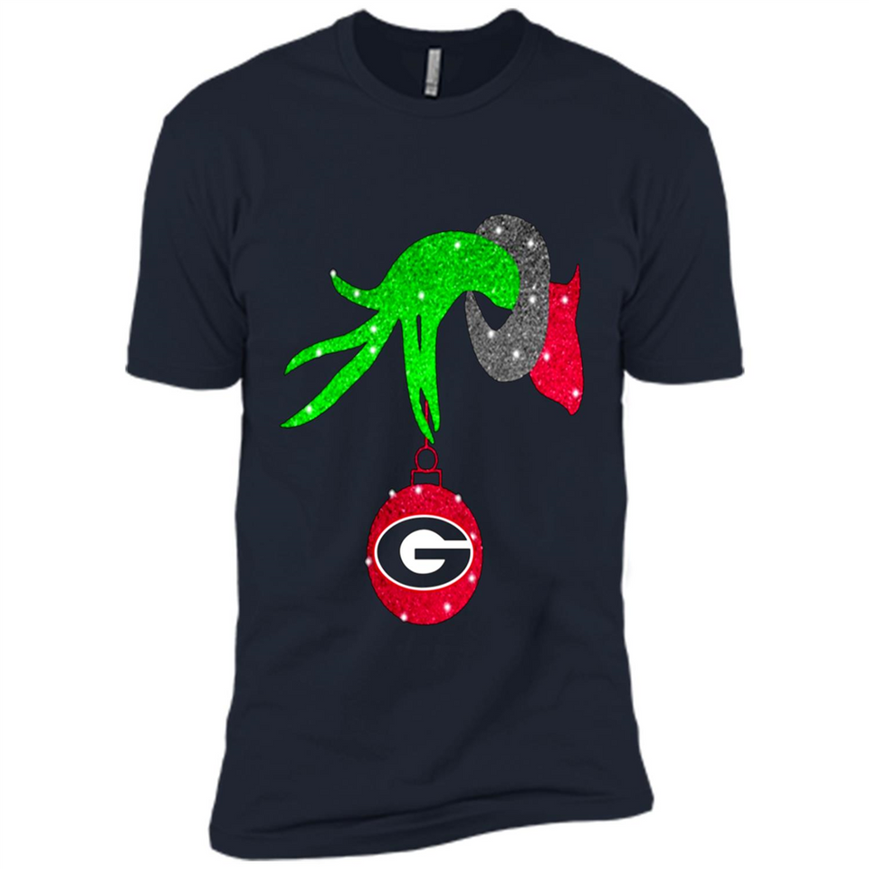 GRINCH HAND HOLDING GEORGIA BULLDOGS GLITTER CHRISTMAS PINGPONG