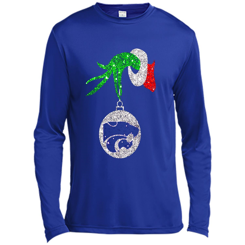 Amazing Kansas State Wildcats Glitter Grinch Monogram Ornament Christmas Gift - Canvas Long Sleeve T-Shirt