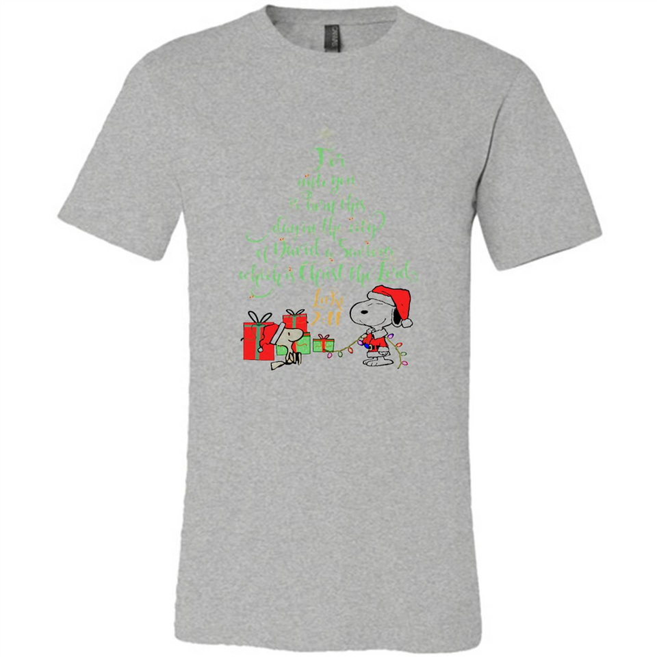 Snoopy Merry Christmas with Christmas tree T-Shirt - Canvas Unisex T-Shirt