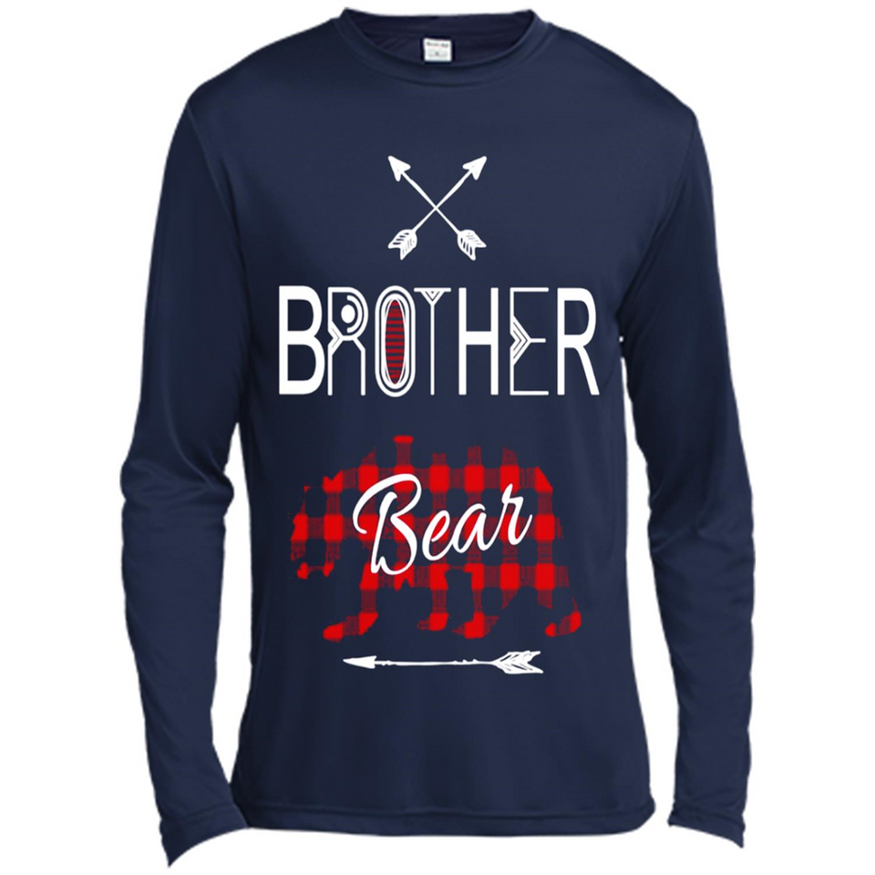 Brother Shirt Buffalo Plaid Family Camping Bear Tee - Canvas Long Sleeve T-Shirt