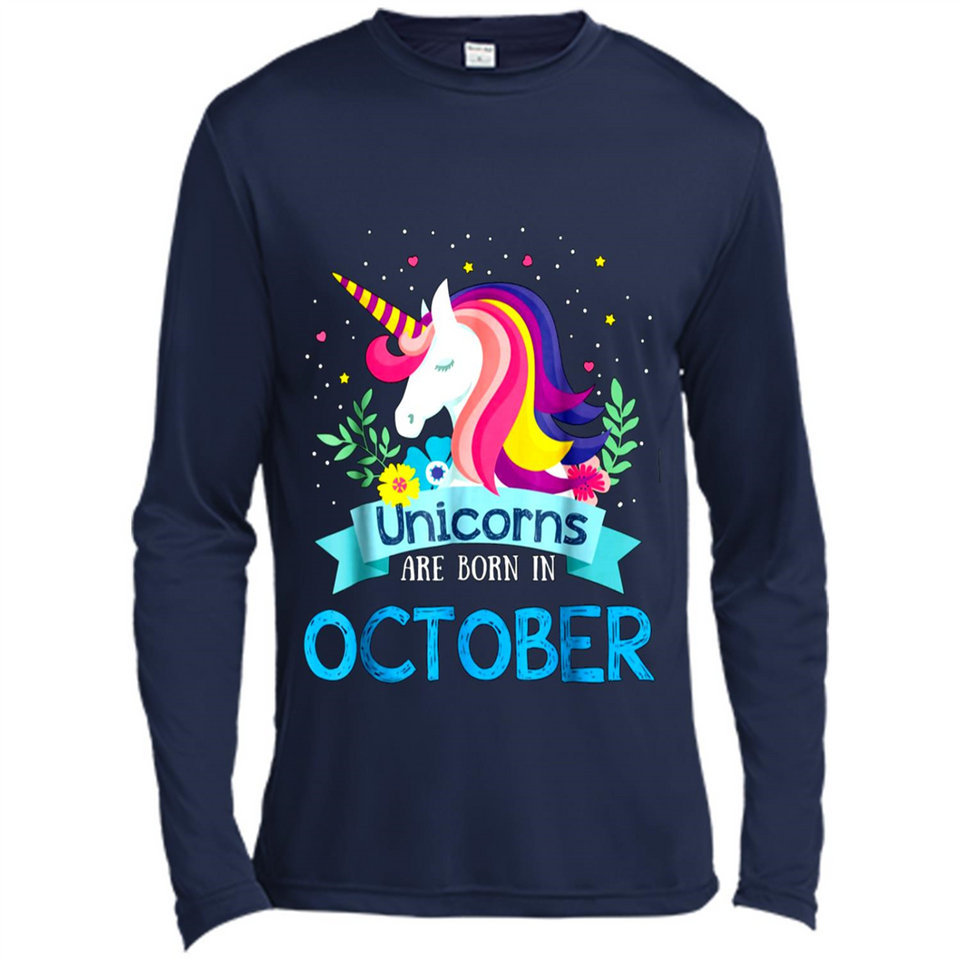 Unicorns are born in October Birthday Rainbow Gift Ladies Custom