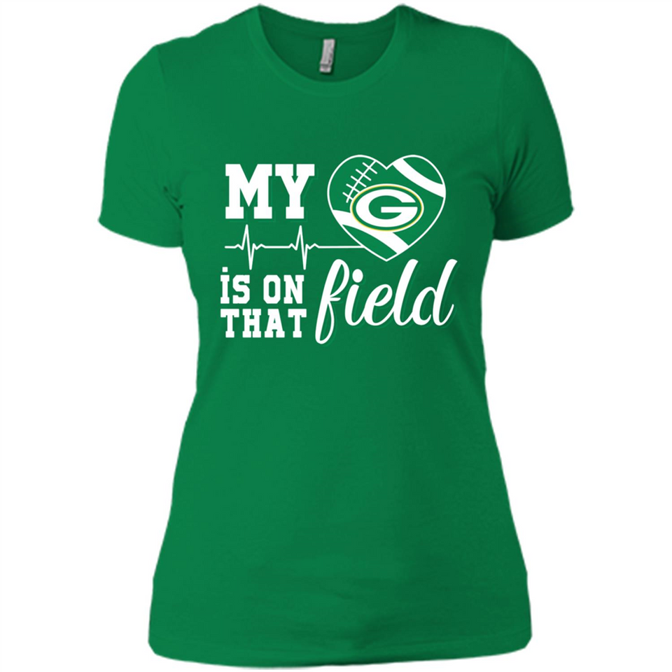 Green Bay Packers Football My Heart is on that Field - Ladies' Boyfriend T-Shirt