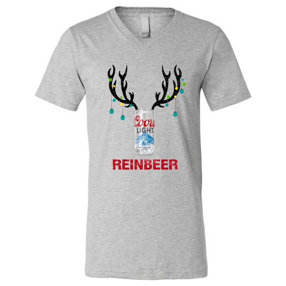 Coors Light Reinbeer Funny Beer Reindeer Christmas Sweatshirt - Canvas Unisex V-Neck